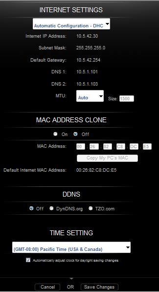 Select Automatic Configuration DHCP to have the router set the Internet settings automatically (recommended). Select Static IP to manually assign a permanent public IP address to the router.