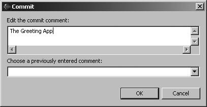 Figure 6-6. Committing files When the file is committed, it s uploaded to the CVS repository and given a version number.