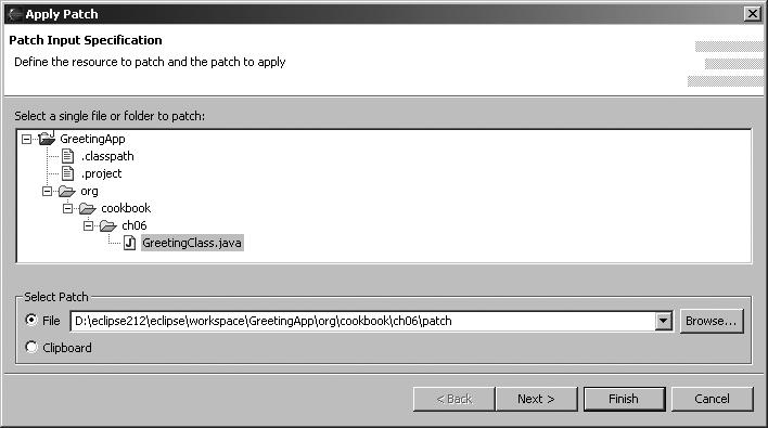been patched, right-click the file to be updated in Eclipse and select