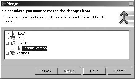 Select the merge point for this operation in this case, Root_Spanish_Version and click Next. Figure 6-22.
