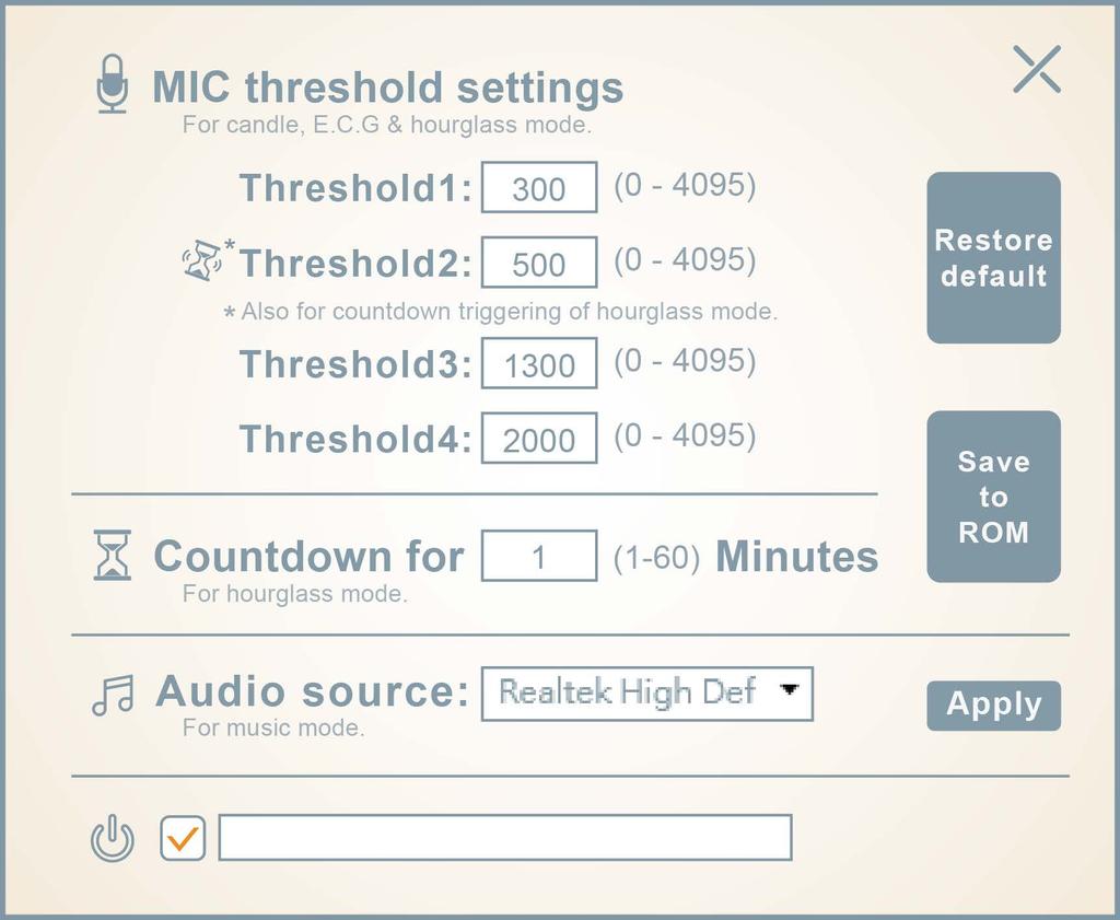 GLOW Software Instructions MIC threshold settings: Please adjust the setting