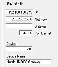 BACnet and IP interface configuration Notifier interface configuration Figure 7.2 LinkBoxBACnet configuration tab Next, there is an explanation for each of the configuration parameters in each mode.