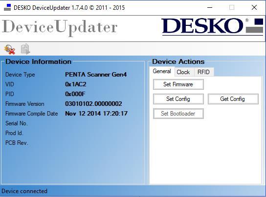 Figure 1 - Device Information Page 4. At the PageScan device detected window, click Yes to connect the device. 5.