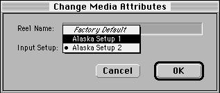 To change a clip s Input Setup settings using the Change Media Attributes command: 1.
