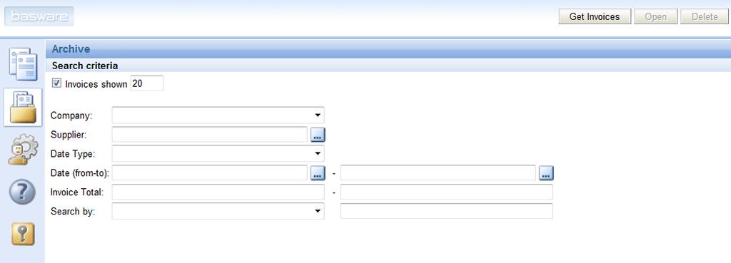 To view only invoices sent to a department in your group select the department in the Company field.
