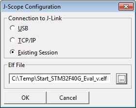 Preparation Before starting J-Scope make sure you have an elf-file with symbol information of your target application and the target is running the application.