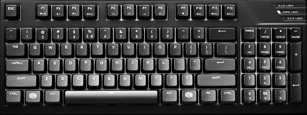 Shortcut Keys Pro White M A. Default Profile B. LED Settings C. Repeat Rate D. On-the-fly Controls E. Macro Repeat F. Profile Switch G. Alternate LED effects H.