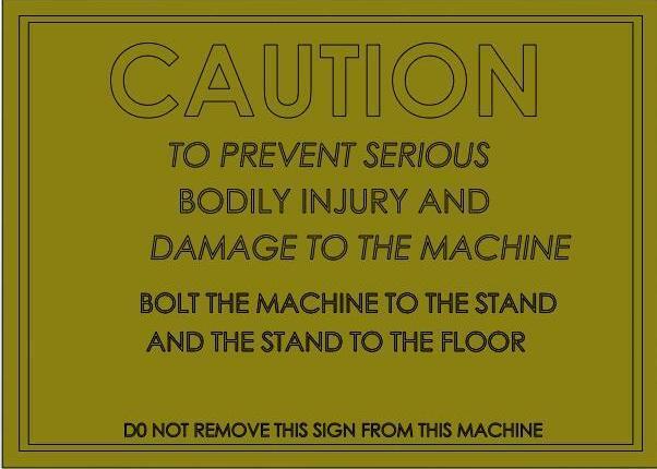 A. Safety Instructions Before Shear is set up for operation, mount on work bench or stand*. *IF SHEAR IS MOUNTED ON ITS OWN STAND, SECURE STAND TO FLOOR B. Set-up Procedure 1.