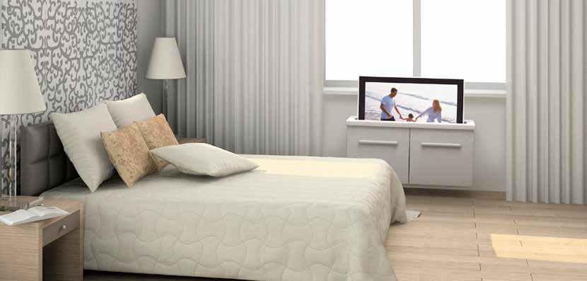 Bedroom TV lift Bed-end TV lift the bedroom tv lift application is very similar to the living room tv lift.