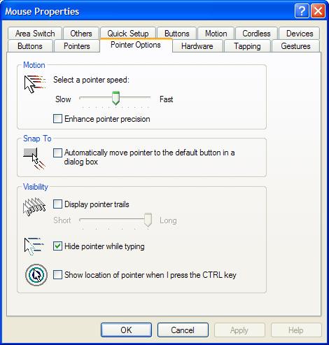 Other Mouse Settings Slow down the movement of the pointer in relation to the movement of the mouse.