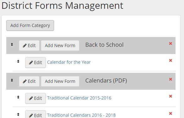 District Forms When creating a form you will first need to create a category if one is not already created. To Create a Category 1.