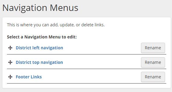 Navigation The navigation of the site is where you are going to add your links out to modules, pages, website.