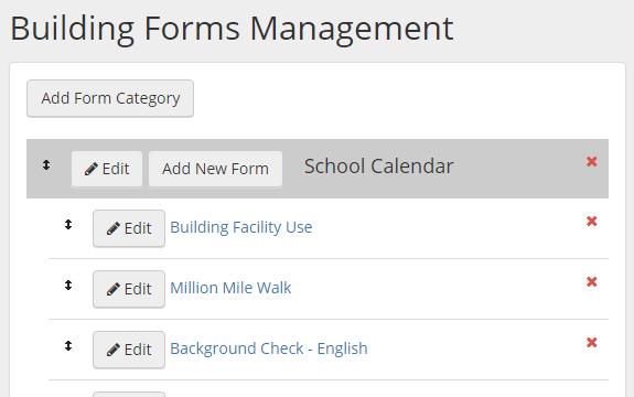 Building Forms When creating a form you will first need to create a category if one is not already created. To add a Category 1.