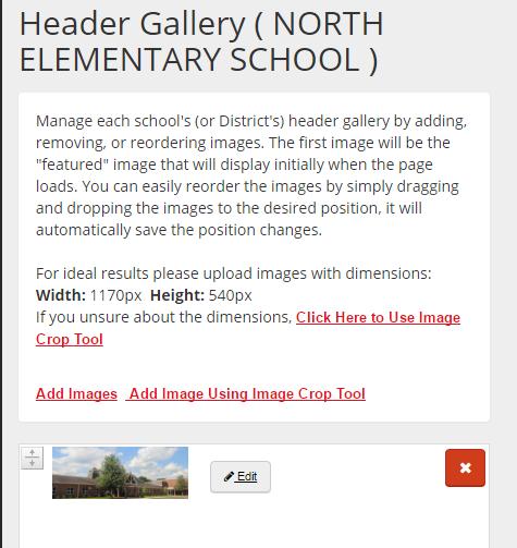 Header Gallery The header is the rotating image at the header of your page. When creating the header you need to make sure that your image is at least the width and height stated.