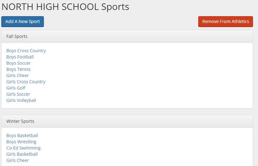 Once you click on the school you want for sports this is where you