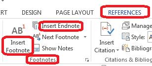 26 Creating Footnotes and Endnotes Footnotes allow you to add references to the information used in your document. Footnotes are placed at the bottom of the page where the footnote has been used.