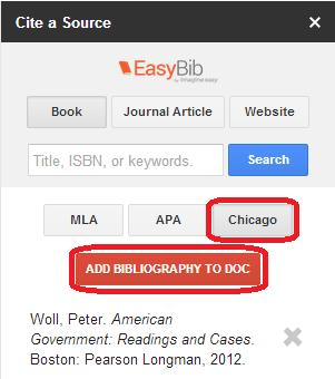 The student then needs to verify that the correct book has been located by EasyBib and if so, then the Select button can be clicked. The citation will be created within task pane and stored.