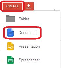 8 To start a Google Doc, you will click the Create button and choose Document.