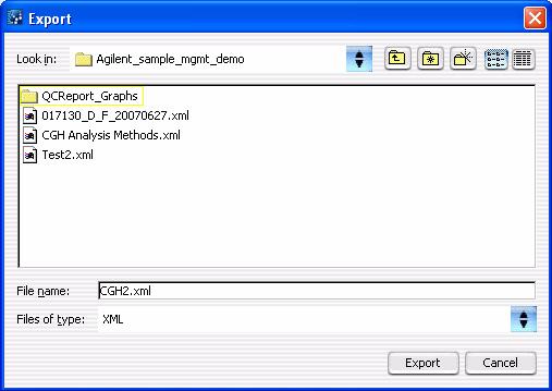 Workflow Reference 4 Export Export Figure 65 Export dialog box Purpose: Used to designate a location and file name to export analysis methods.