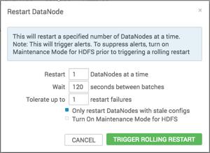 Managing Services Before you begin Initiate a rolling restart. In the Restart dialog, enter integer, non-zero values for all parameters.