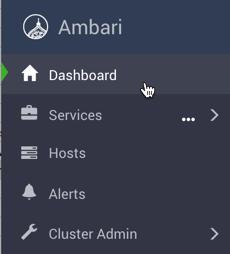 The Ambari Admin page supports tasks such as creating a cluster, managing users, groups, roles, and permissions, and managing stack versions. 1. From the user menu, click the Manage Ambari option.