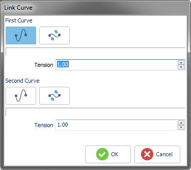 7 - Creating Axis and Wireframe Entities 7.4 - Creating a Link Curve Link Curve Dialog Box 4. Select the first curve. Click on a point near the extremity of the curve to be linked (see 1 below). 5.
