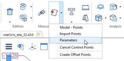 6 - Analysis, Annotation and Measurements 6.1 - Measurements Control Parameters in the Model Points Menu The Control Parameters dialog box is displayed.