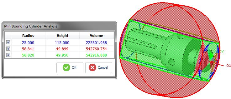 6 - Analysis, Annotation and Measurements 6.2 - Bounding Box 4. Select the whole model. 5. Validate. 6. In the Vector Definition dialog box, select the direction along which the cylinder will be orientated.