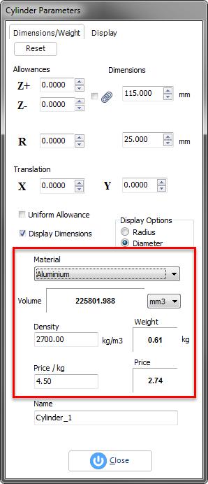 6 - Analysis, Annotation and Measurements 6.2 - Bounding Box 1. Select the corresponding material in the list. 2. Click on the or icon.