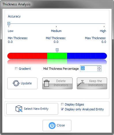 6 - Analysis, Annotation and Measurements 6.3 - Model Analysis Thickness Analysis Dialog Box 6. Click on the Update button.