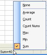 Exercise 151 - AutoCalculate AutoCalculation displays the results of common mathematical functions on the Status Bar without the need to enter them. 1. In a blank workbook, enter a list of numbers from B2 to B8.