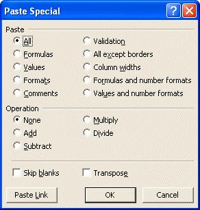 Exercise 148 - Paste Special When using Copy and Paste or Cut and Paste, the default is to paste the cell exactly as it was originally.