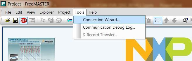 Setup serial connection in the FreeMASTER tool Setup