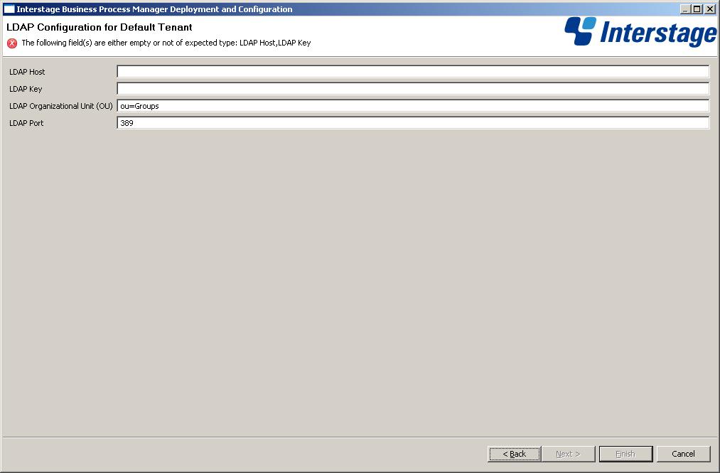 6: Installing and Deploying Interstage BPM Server with Console, OR only the Interstage BPM Server If you selected a Directory Service, by default, the user account defined on this screen is also used