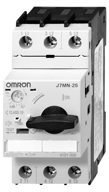 Motor Protection Circuit Breaker (MPCB) J7MN MPCB system (motor protection CLSS 0) Rotary and switch types Rated operational current = 2, 25, 50 and 00 Switching capacity up to 2.