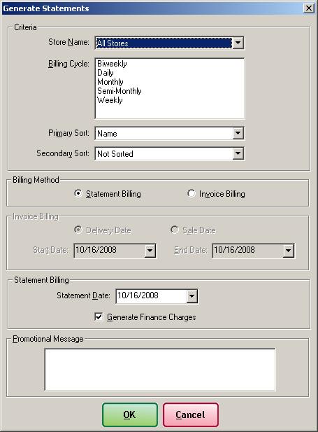 Statements 18 15 Generating Invoices TASK You can also generate inovices only via the Generate Statements window. This prints completed invoices charged to house accounts with unpaid balances.