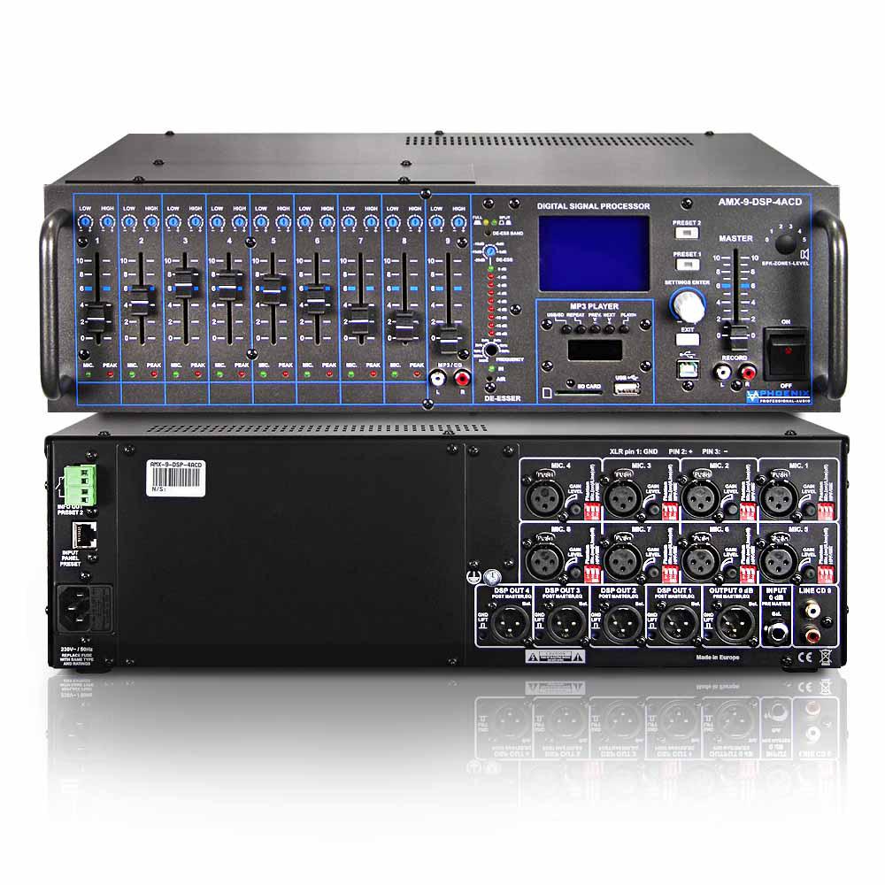 Perfectly suitable for CHURCH ACOUSTICS PRE- AMX-9-DSP4-ACD Digital automatic pre-amplifier 8 UNIVERSAL INPUTS TO XLR DEESSER PHANTOM POWER MP3 PLAYER 10 IN & 5 OUTS Digital automatic pre-amplifier