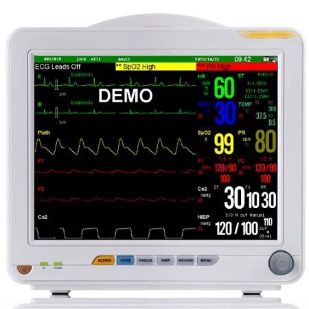 PW 406 Multi parameters Patient monitor Features &Benefits: 1. 12.1 color TFT display, high resolution 800 600 dpi; 2. Separated para board: ECG, NIBP, SpO2 board; 3.