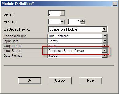 When the Module Definition dialog box opens, change the Input Status to
