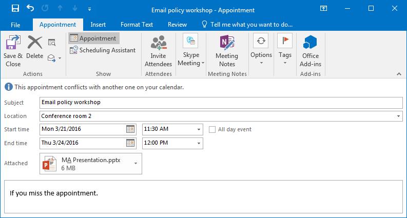 Calendar and Scheduling The Outlook Calendar lets you manage Appointments and Tasks. You can create multiple calendars and share calendars with others.