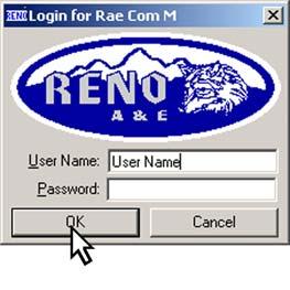 When the Login for Rae Com M window opens, click on the OK button to start the program. It is not necessary to enter a password.