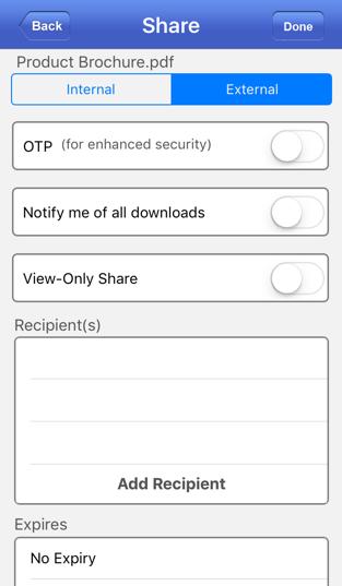 7. External Sharing EasiShare enables you to share to recipients outside of EasiShare.. Click on the pencil icon of the folder/file that you wish to share.. Click on Share.