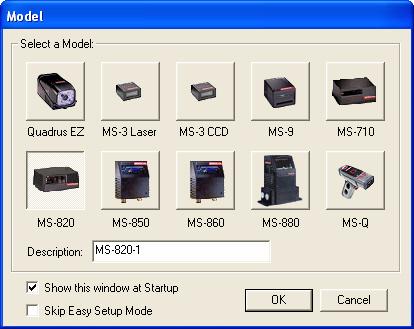 Step 4 Select Scanner Model in ESP When you start the program, the following menu will appear: 1. In the Model dialog box, select your model.