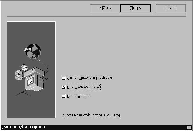 In the Run dialog box, type: d:setup where d is the drive containing the File Transfer Utility CD-ROM, and press Enter. 4. In the Welcome dialog box, choose Next. 5.