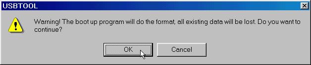 4. The following message will appear. Select OK to continue or Cancel to exit. 5. The following window will appear.