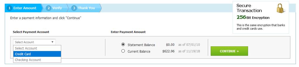 Next, select the payment amount, which will either be Statement Balance or Current Balance.