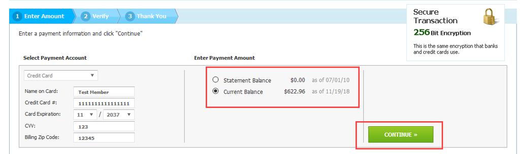 After selecting continue you will be prompted to verify your payment information and complete your payment.