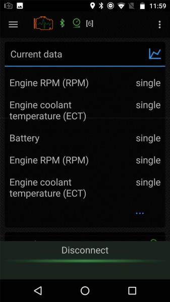 Current Data 4.2. «Dynamic Parameters» option displays the list of dynamic data read from the car engine.
