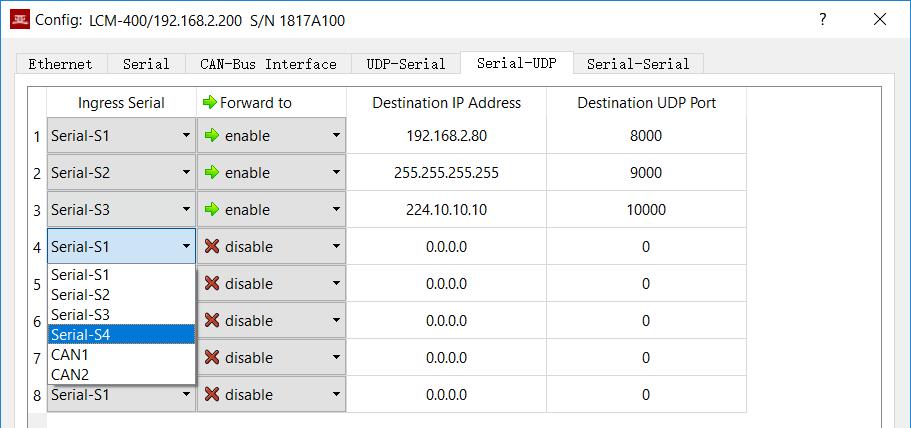 6.4.3 Parameter configuration Set the serial port to UDP.