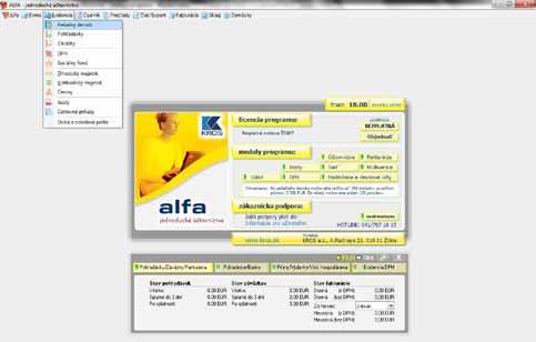 RECENZIA Alfa ALFA - jednoduché účtovníctvo Program ALFA je profesionálny softvér s jednoduchým a praktickým ovládaním, určený pre vedenie kompletnej ekonomickej agendy jednoduchého účtovníctva.